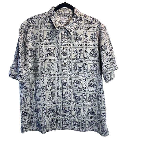 Vintage Cooke Street Honolulu Hawaiian Men's 2XL Blue Floral Print (D471) - Picture 2 of 7